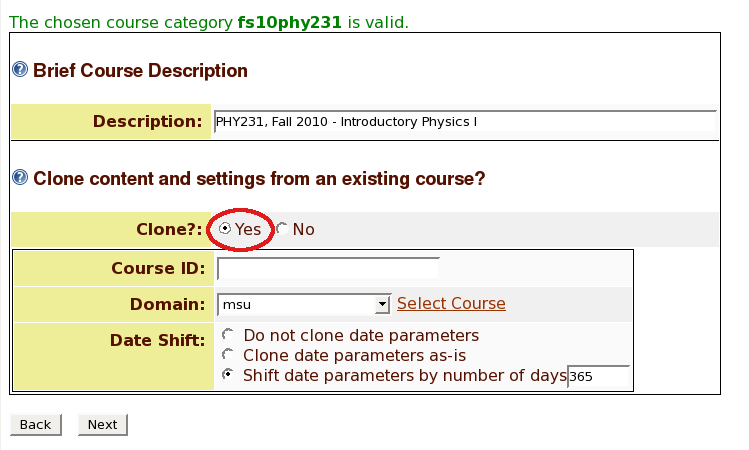 Select option to clone
