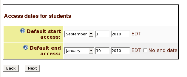 Specify access dates