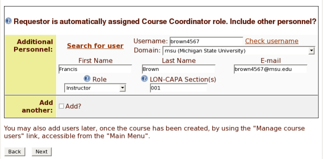 Add course personnel